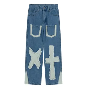 PopFlying Trendy Baggy Jeans Cross