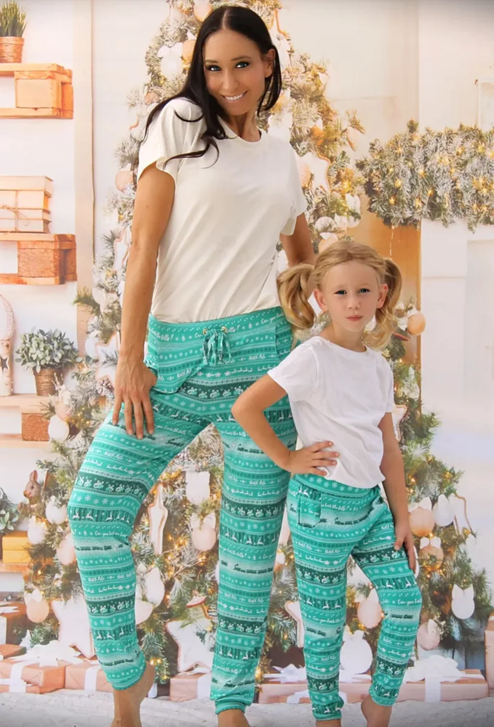 "North Pole" Train Print Holiday Pajama PJ Joggers