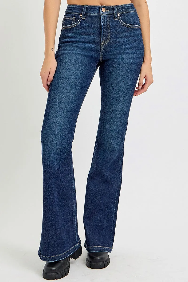 Retro Chic High Rise Flare Jeans with Pockets