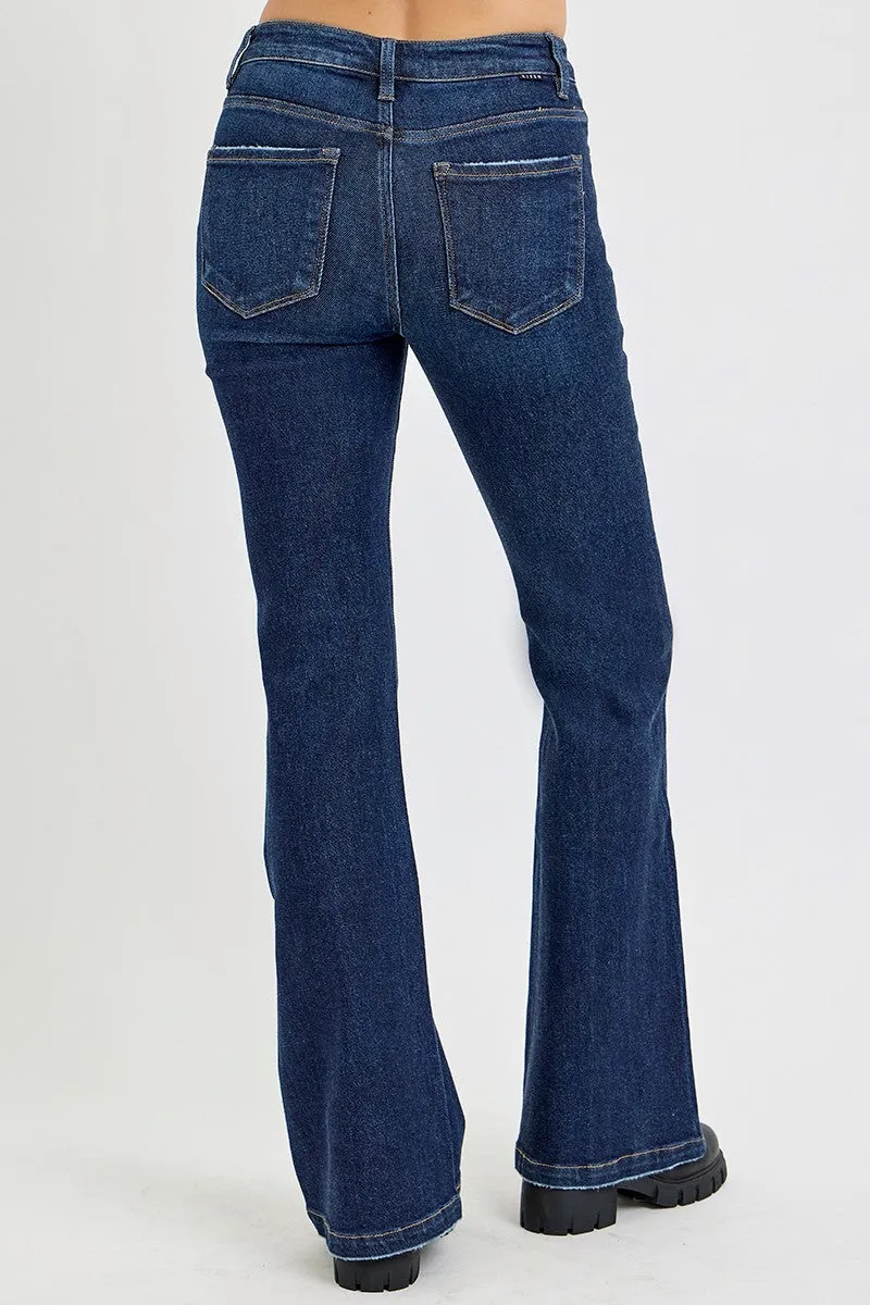 Retro Chic High Rise Flare Jeans with Pockets