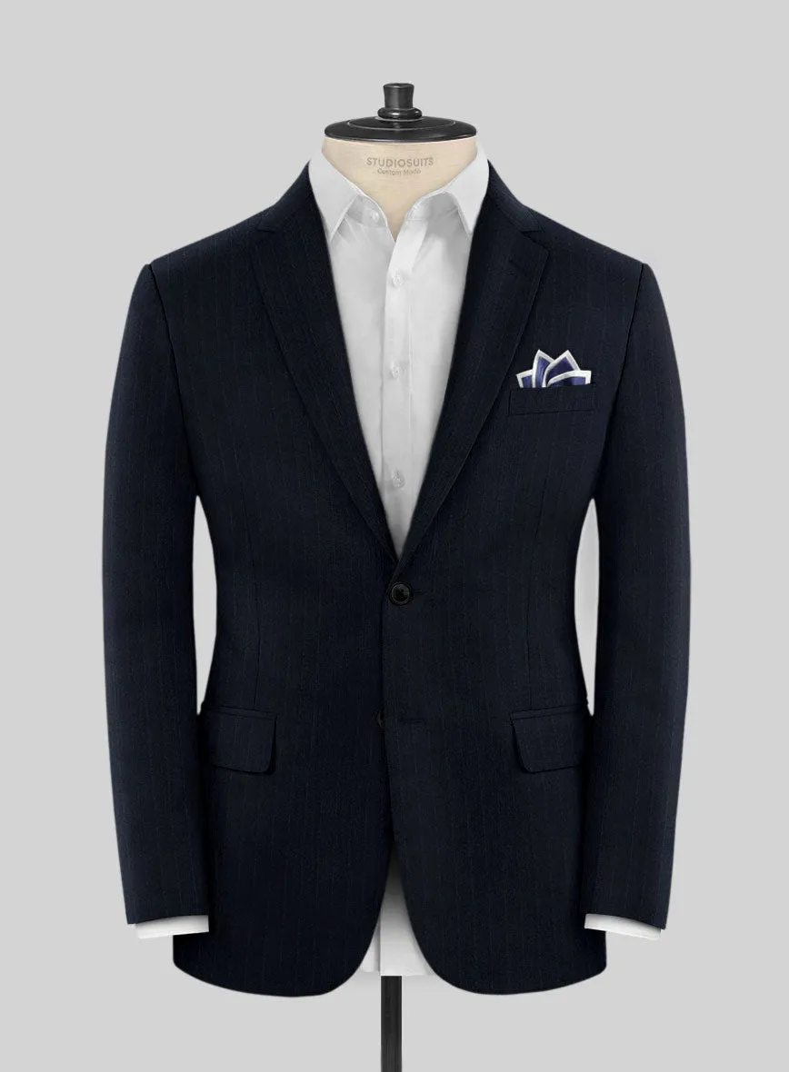 Scabal Sapphire Beaded Stripe Blue Wool Jacket