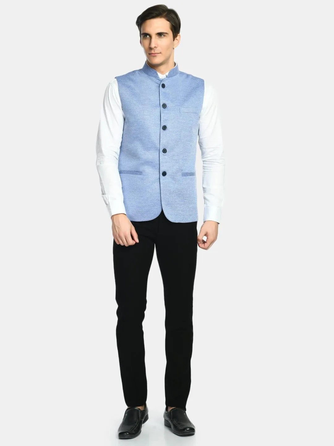 Stylish Solid Herringbone Nehru Jacket for Festive Occasions