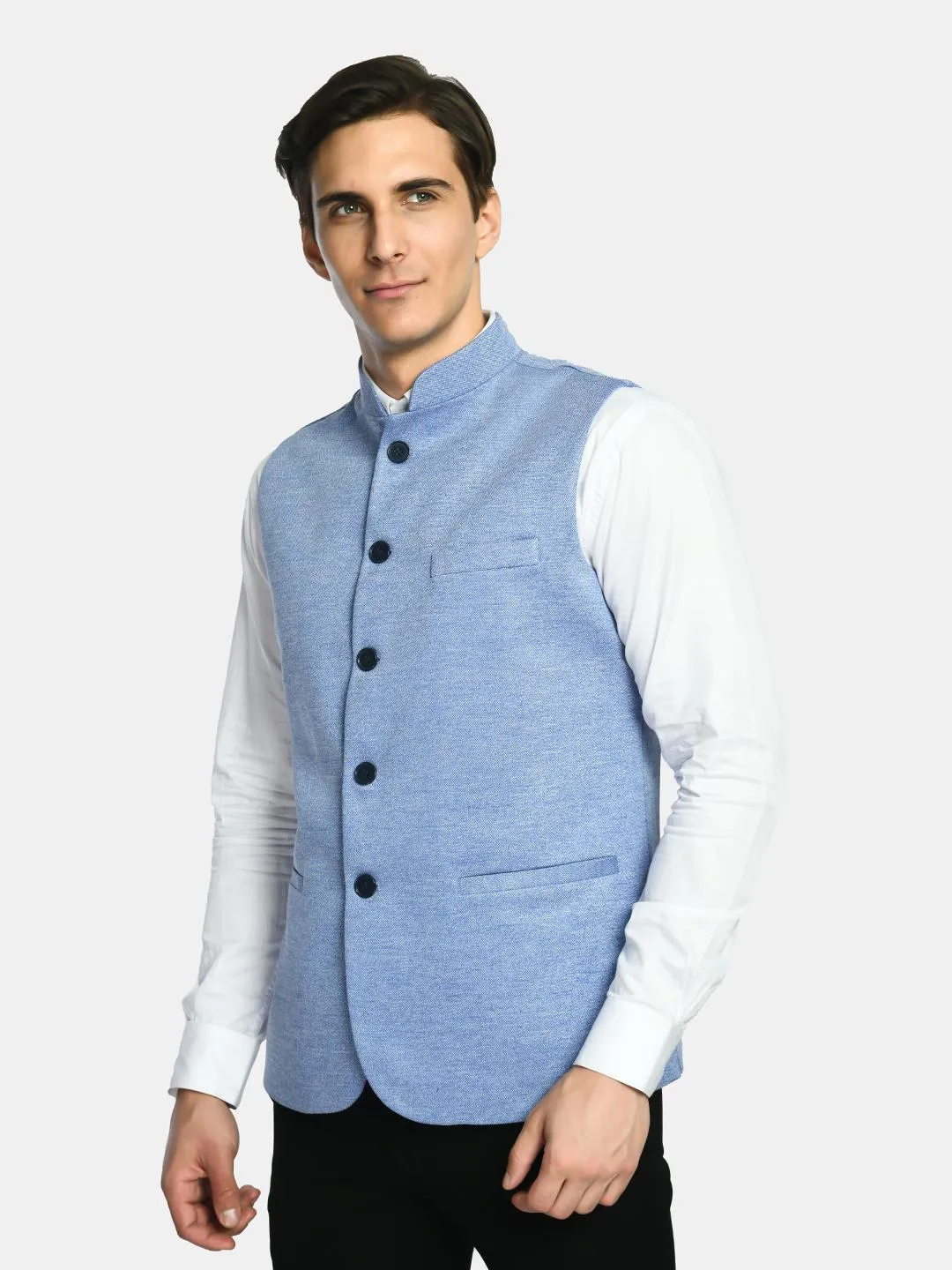 Stylish Solid Herringbone Nehru Jacket for Festive Occasions