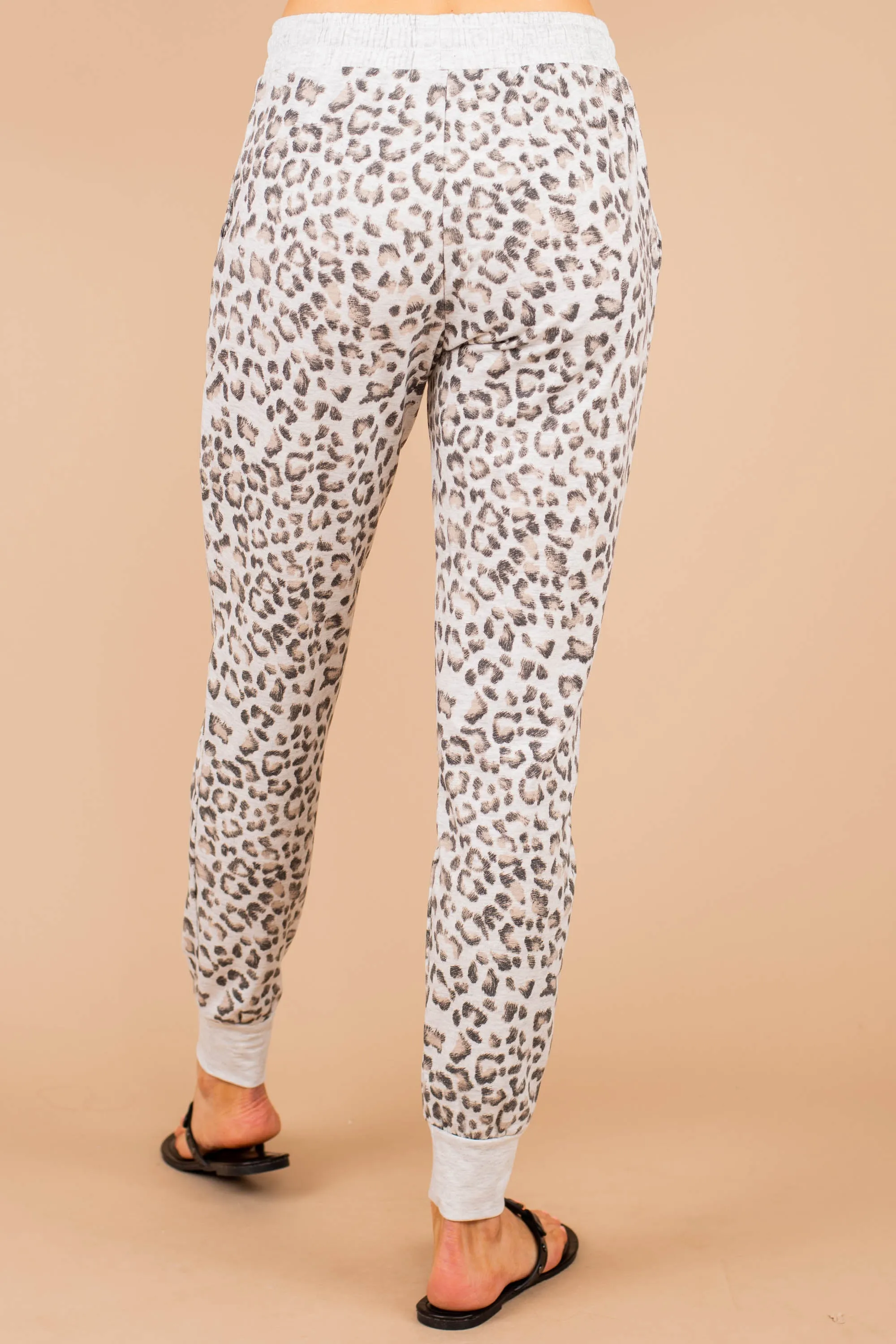 Stay For More Heather Gray Leopard Joggers