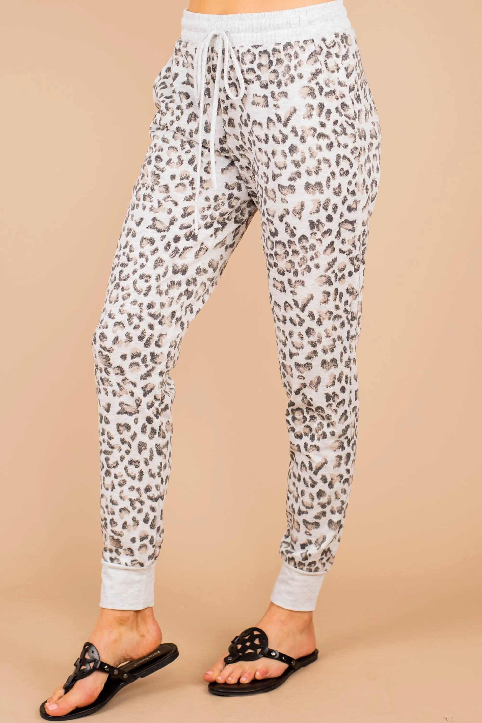 Stay For More Heather Gray Leopard Joggers