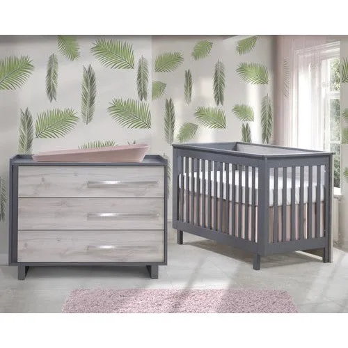 Tulip Urban Collection Convertible Crib and 3 Drawer Dresser (2 piece set)