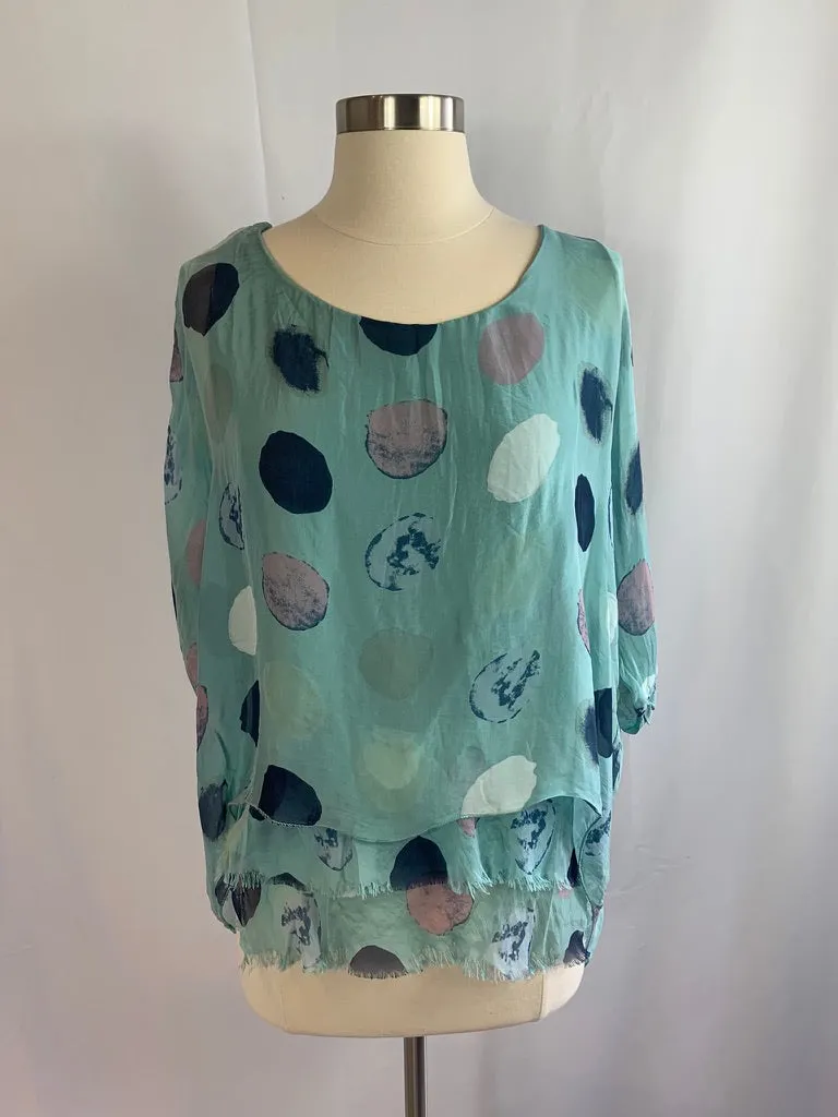 Water Color Silk Dot Frey Top 62771d