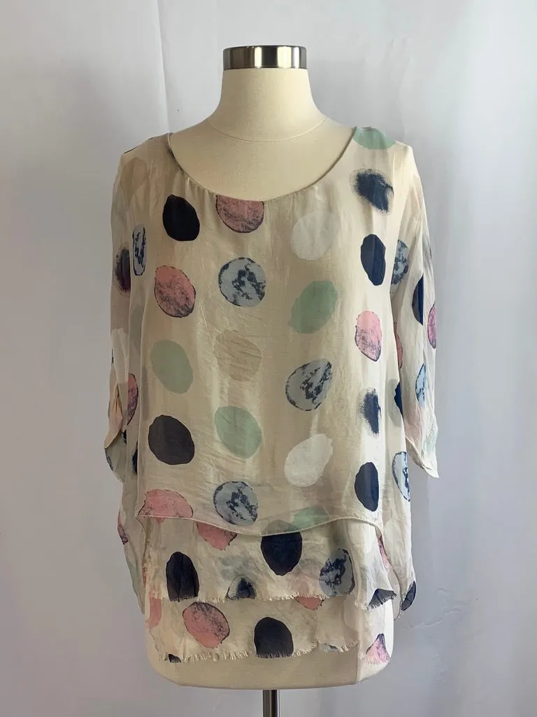 Water Color Silk Dot Frey Top 62771d