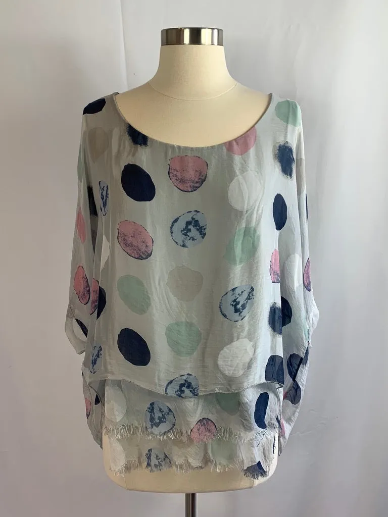 Water Color Silk Dot Frey Top 62771d