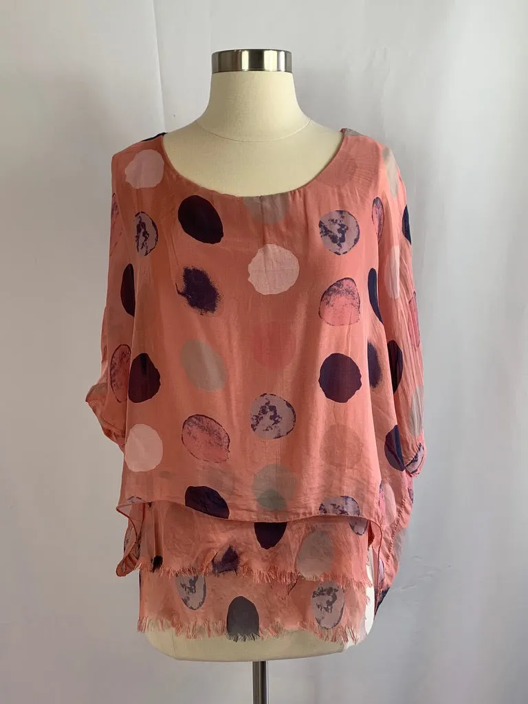 Water Color Silk Dot Frey Top 62771d