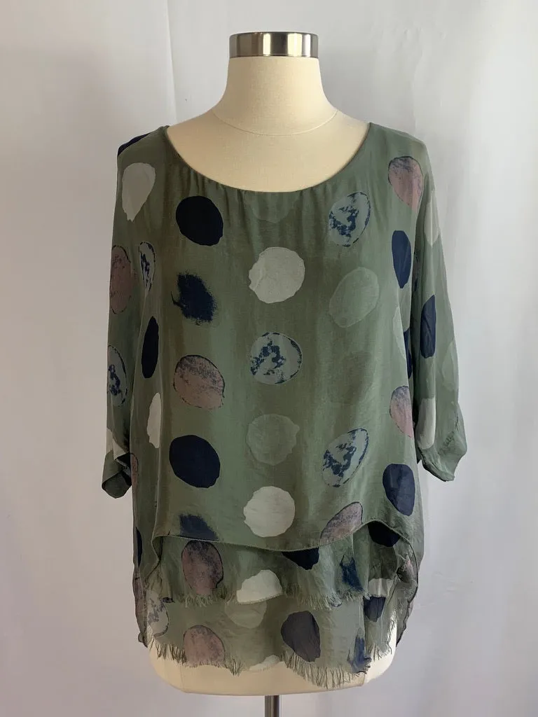 Water Color Silk Dot Frey Top 62771d