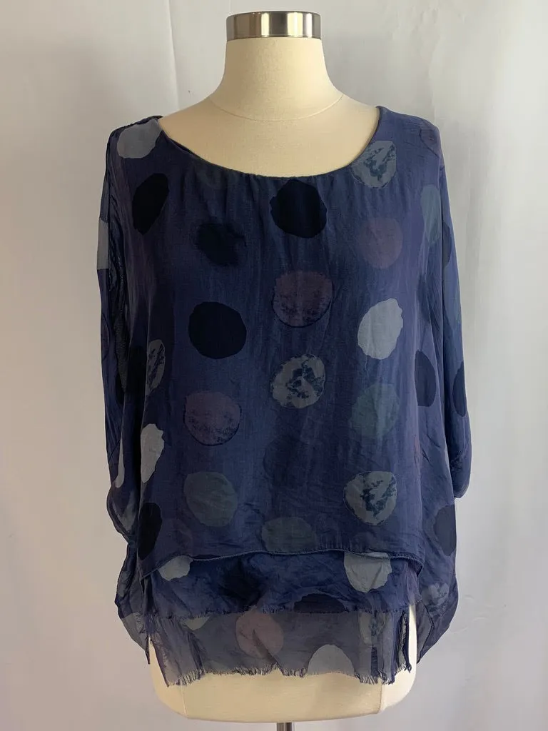 Water Color Silk Dot Frey Top 62771d