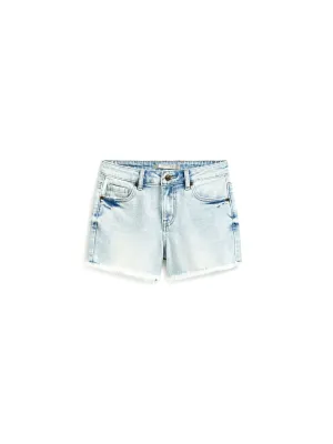 Weekender Shorts With Fray Hem In Indigo