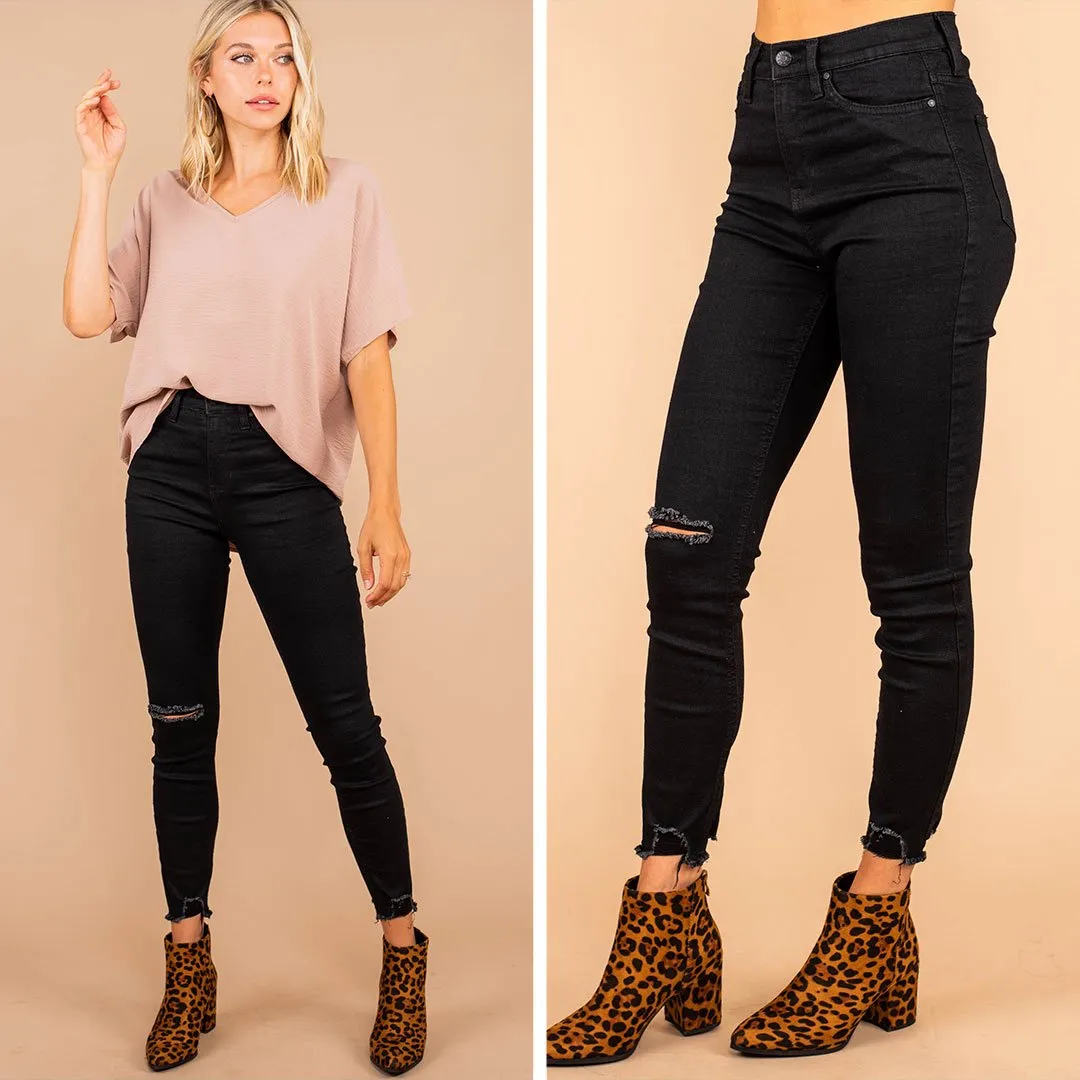 What Matters Most Black Distressed Skinny Jeans