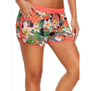 Women Printed Lace Drawcord Waist Swim Shorts - C7602TCS