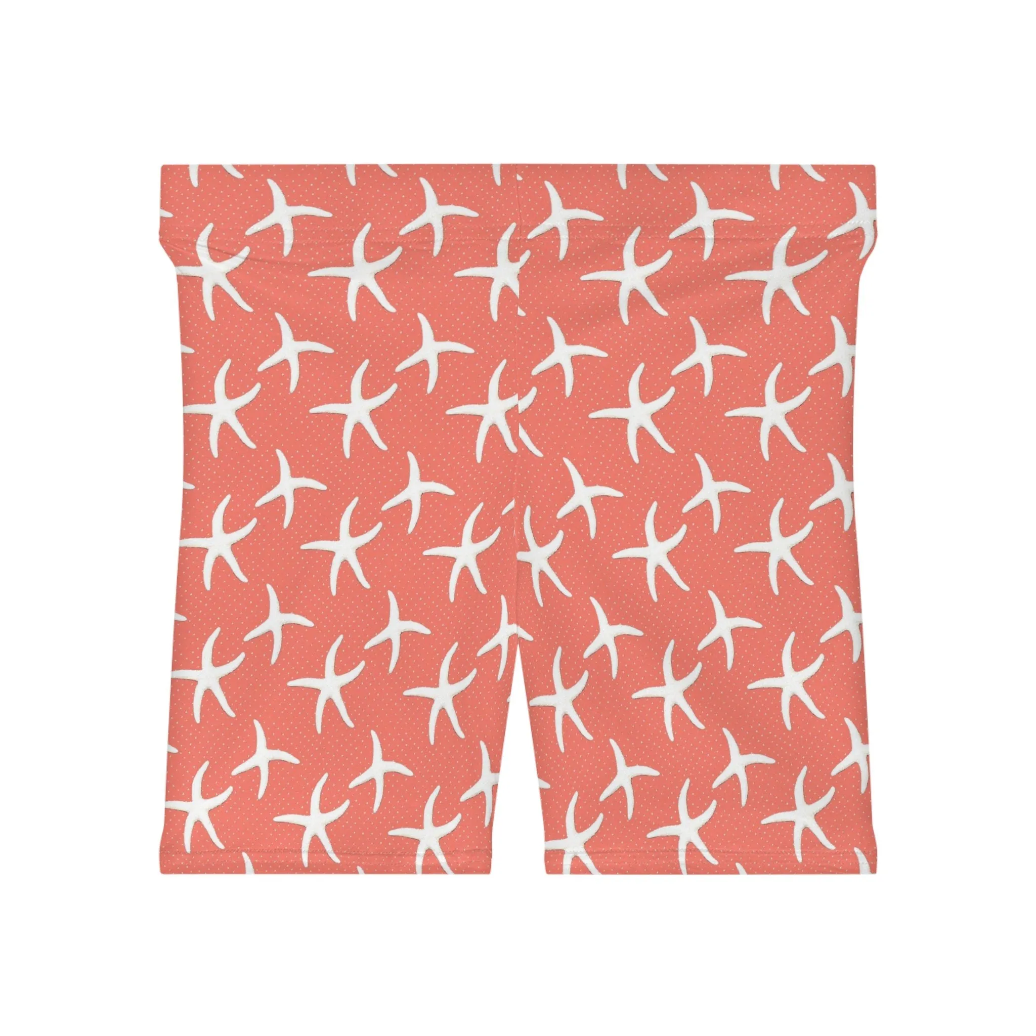 Women's Salmon Moisture-Wicking Biker Shorts: Comfortable, Versatile, and Stylish Active Wear. Starfish Art Pattern Shorts, Trendy shorts.