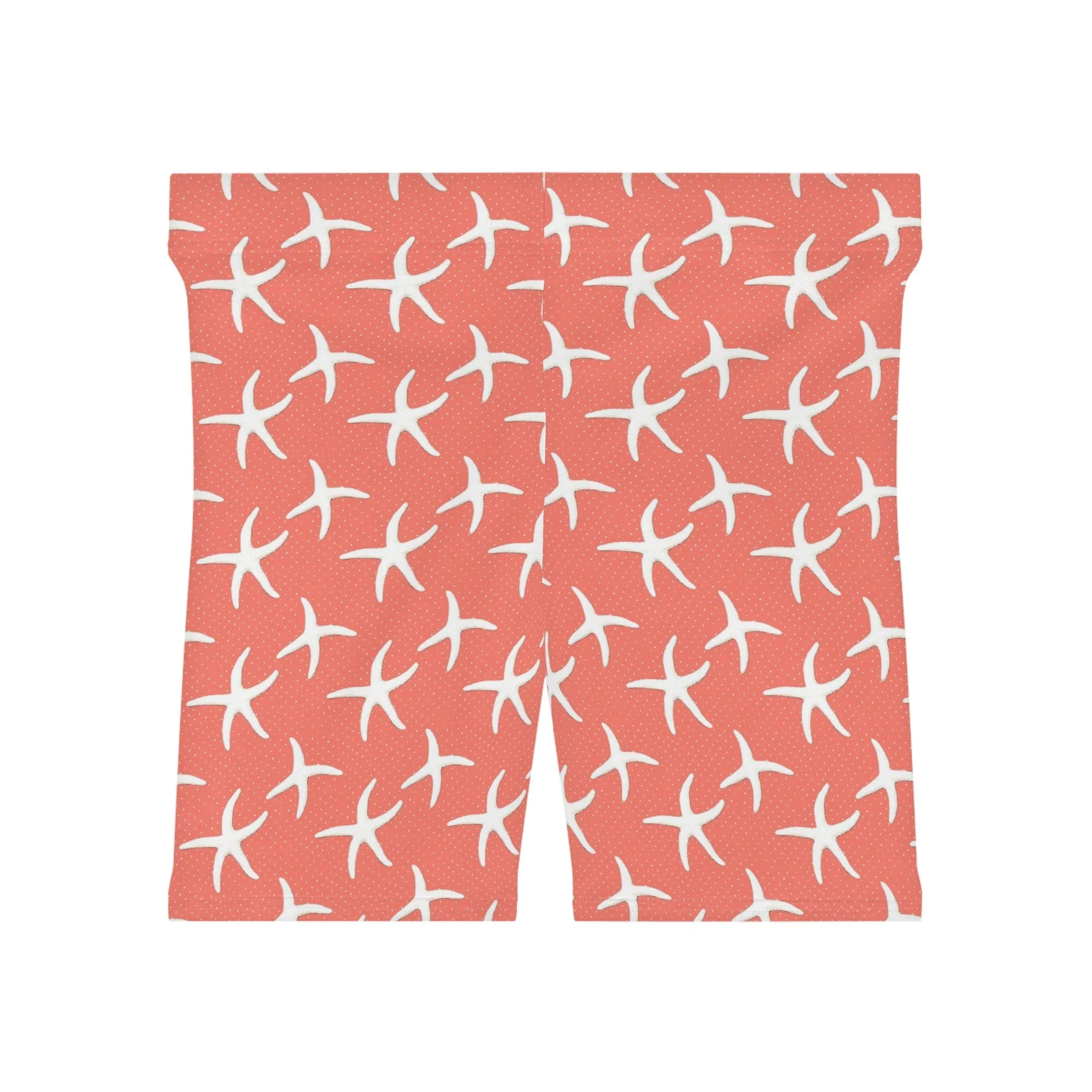 Women's Salmon Moisture-Wicking Biker Shorts: Comfortable, Versatile, and Stylish Active Wear. Starfish Art Pattern Shorts, Trendy shorts.